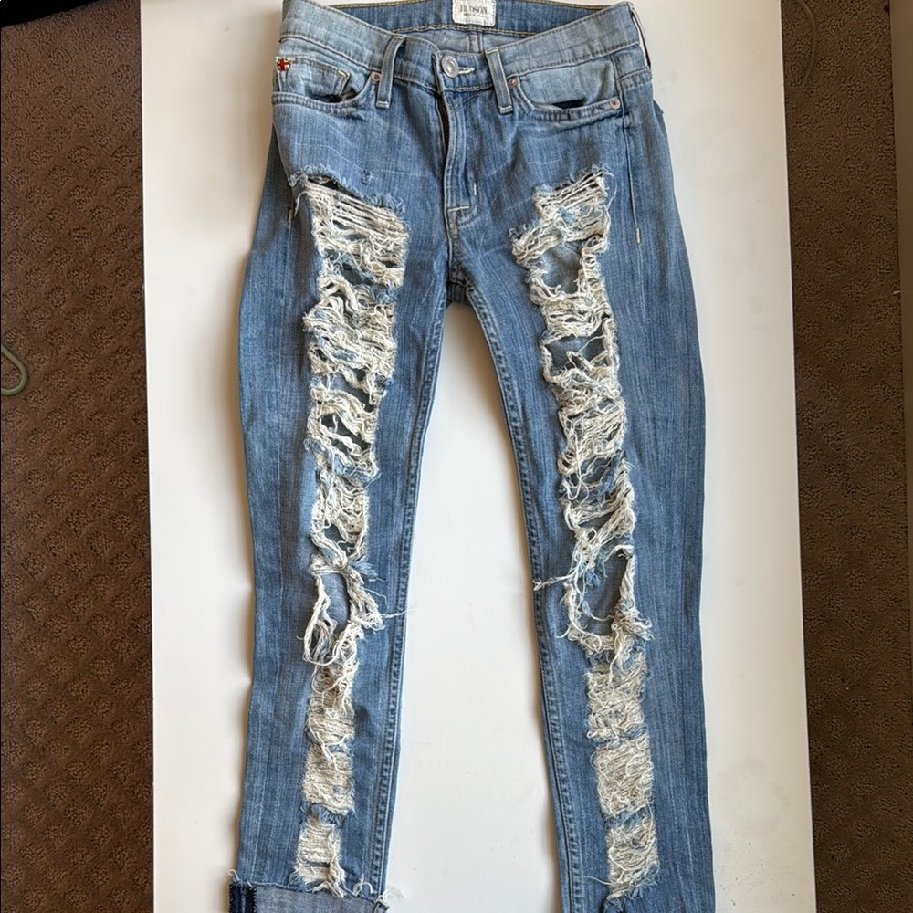 Hudson Jeans Blue Skinny Distressed Denim
